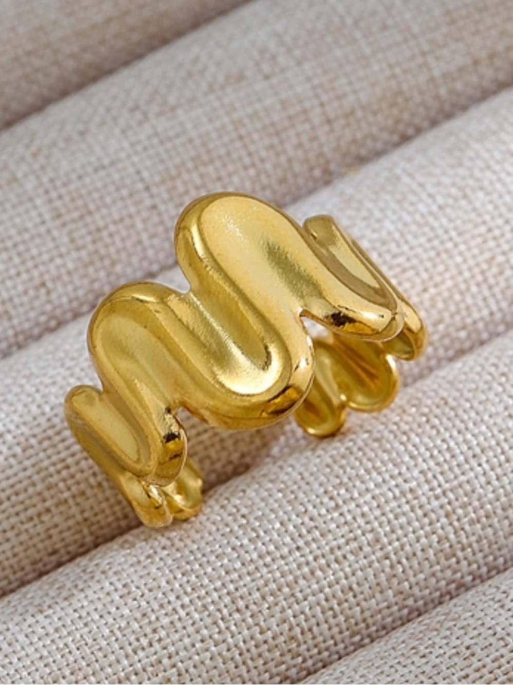 18k Gold Plated Wave Contour Ring